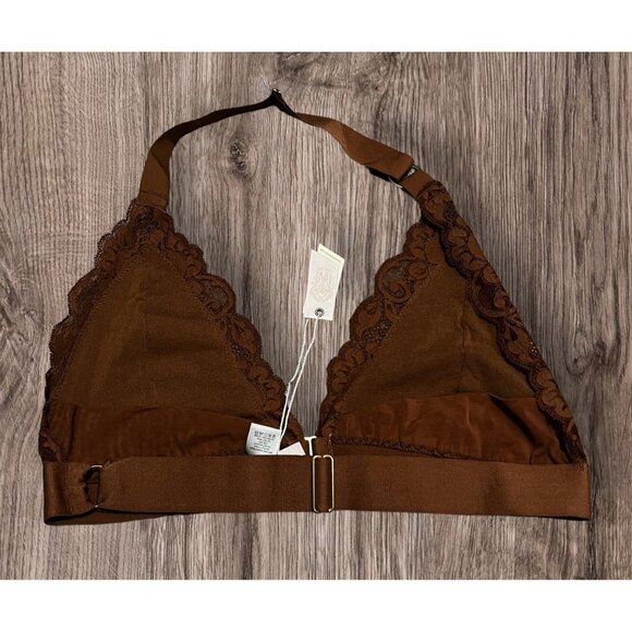 Free People We Are HAH Groupie Bralette Lace Halter Style Sz Large Womens Brown - Picture 4 of 10